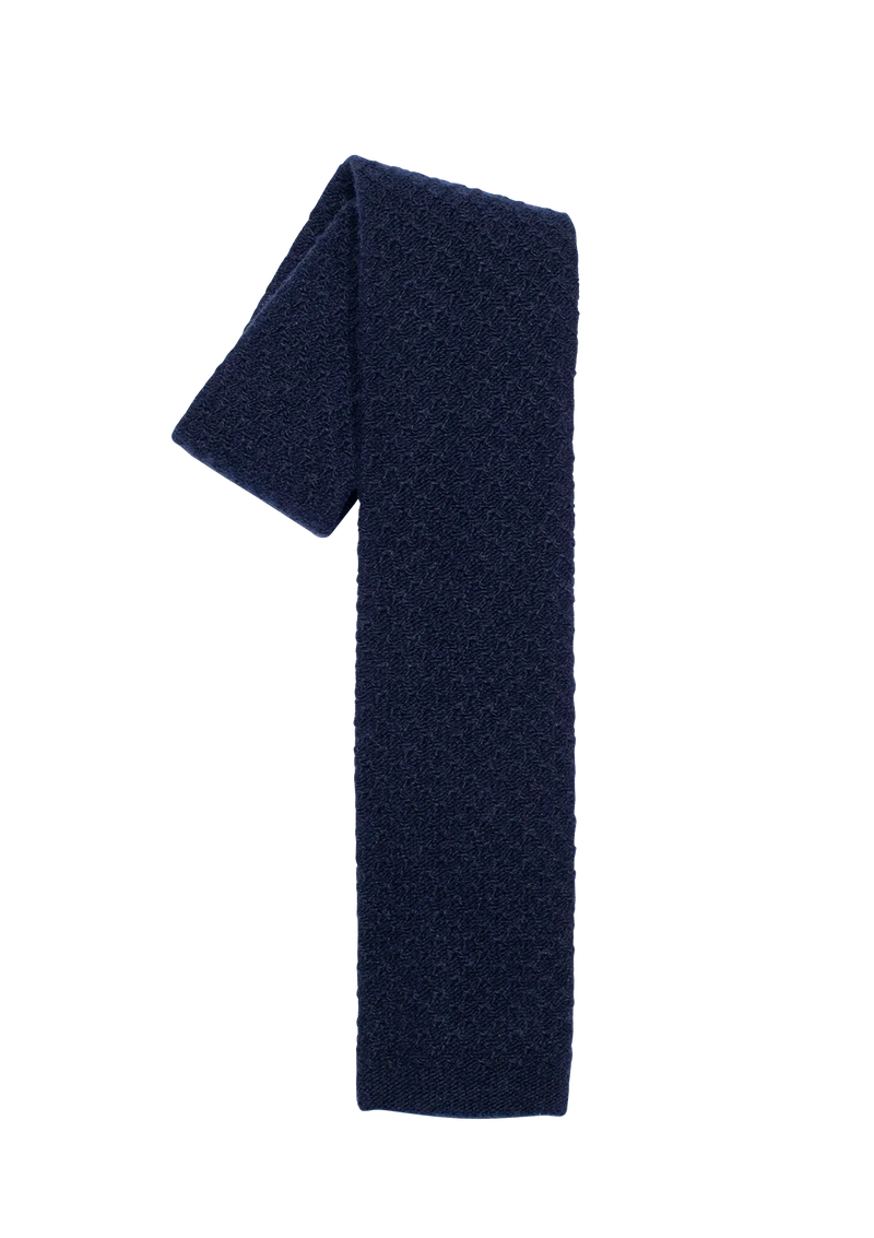Navy Blue Wool Maglia Tie, Pattern 09