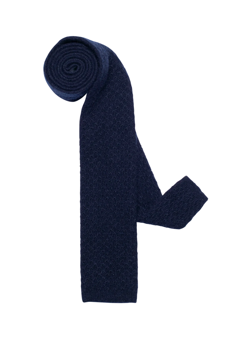 Navy Blue Wool Maglia Tie, Pattern 09