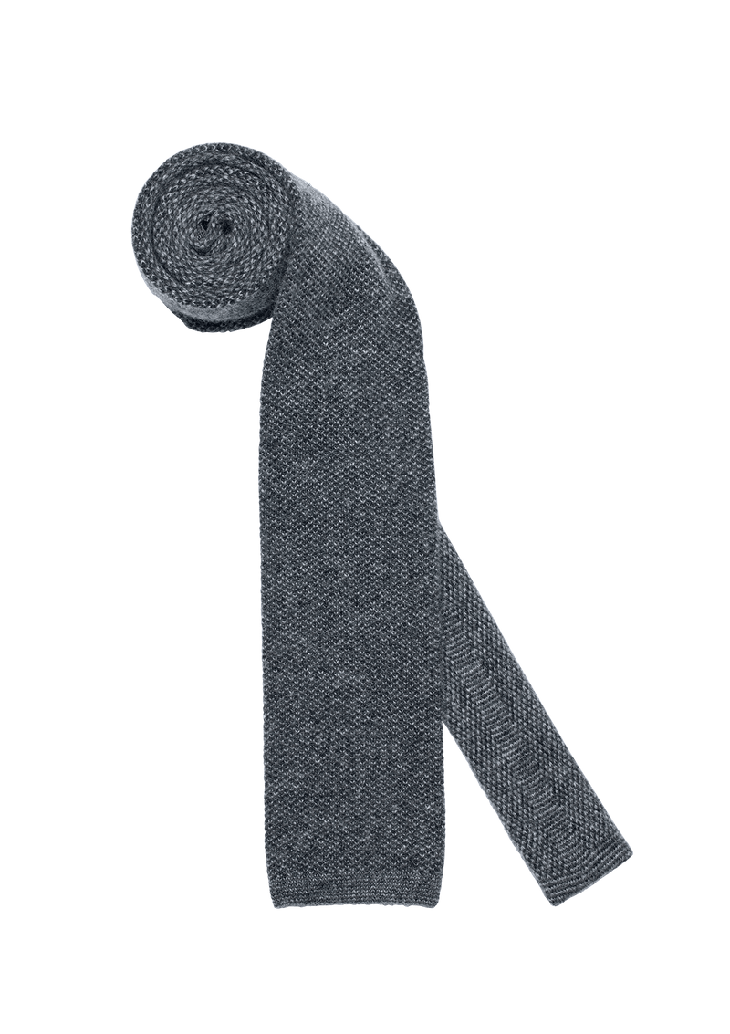 Grey Melange Wool Maglia Tie, Pattern 10