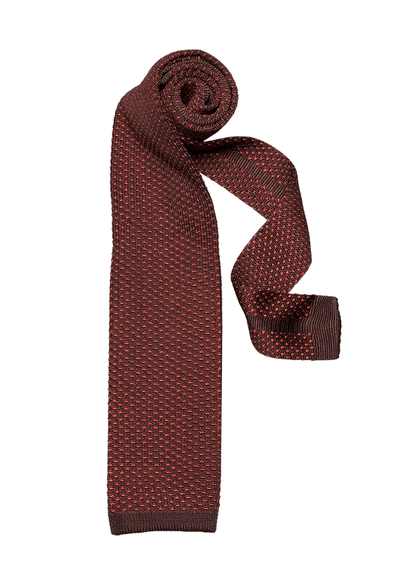 Brown & Rusty Silk Maglia Tie, P07