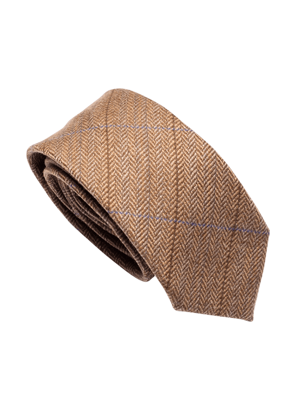 Brown Overcheck Wool Classic Tie, Pattern 07