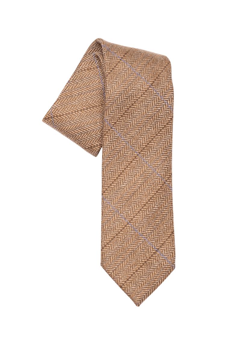 Brown Overcheck Wool Classic Tie, Pattern 07