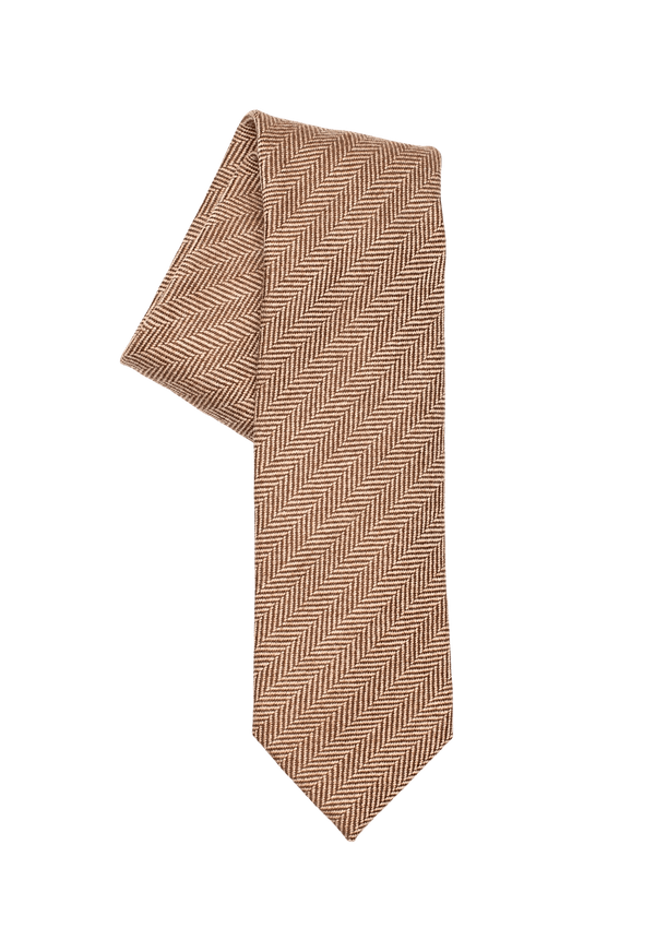 Brown Spiga Wool Classic Tie, Pattern 08