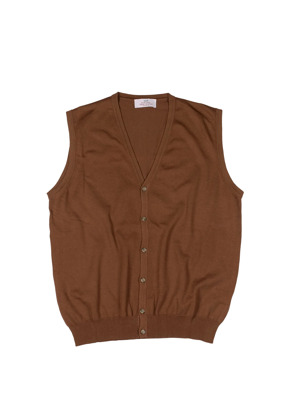 Brown V-neck Cotton Waistcoat
