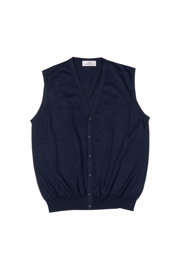Electric Blue V-neck Cotton Waistcoat