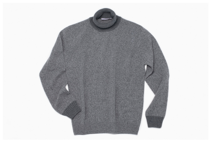 Light Grey Wool Turtleneck Sweater, Size XL