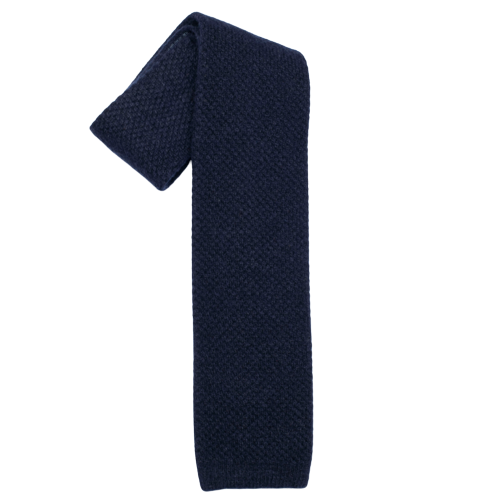 Navy Blue Wool Maglia Tie