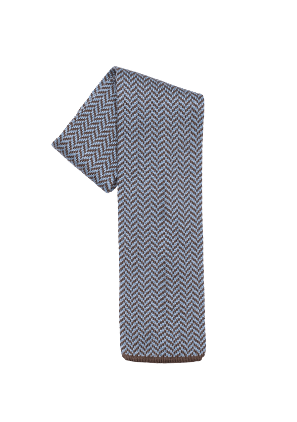 Sky Blue & Brown Cotton Maglia Tie