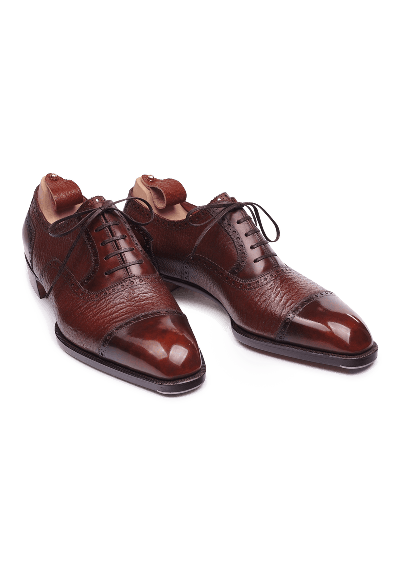 Brown Full Brogue Cap Toe Oxfords in Shark and Calf Stefano Bemer