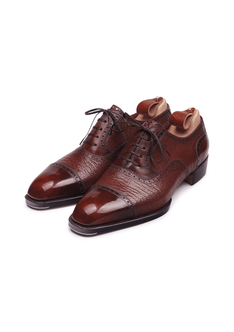 Brown Full Brogue Cap Toe Oxford Shoes