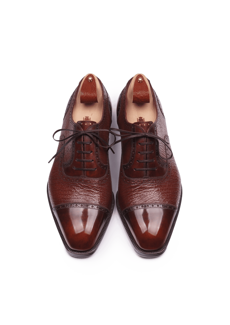 Brown Full Brogue Cap Toe Oxford Shoes