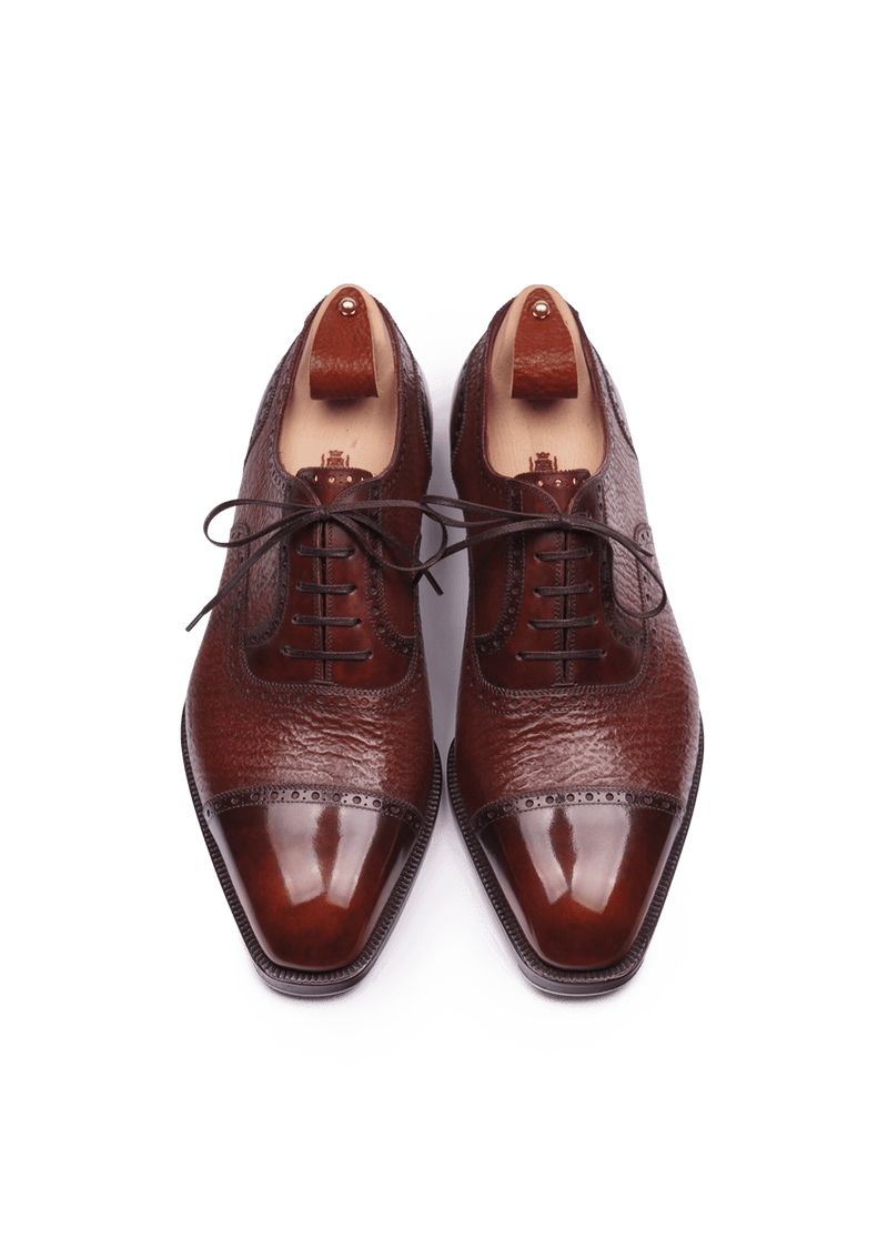 Brown Full Brogue Cap Toe Oxfords in Shark and Calf Stefano Bemer