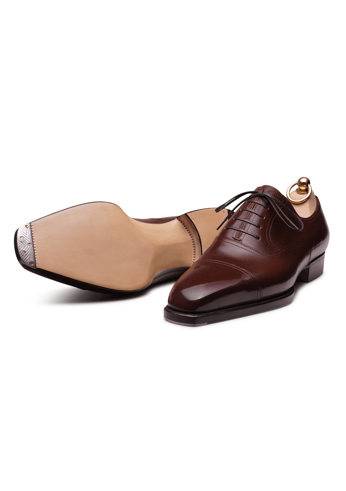 Brown Cap toe Oxford Shoes in French Box Calf Stefano Bemer