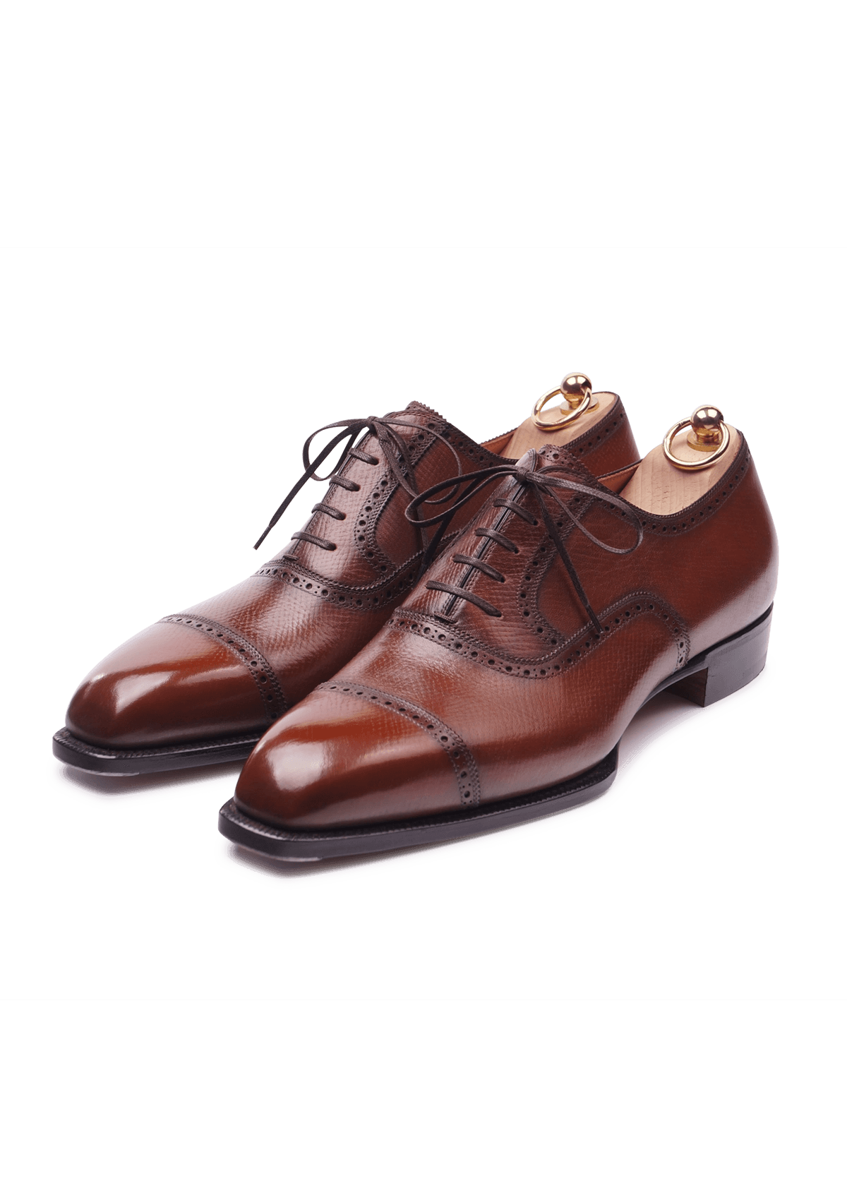 Brown Cap toe Oxford Shoes in French Box Calf Stefano Bemer