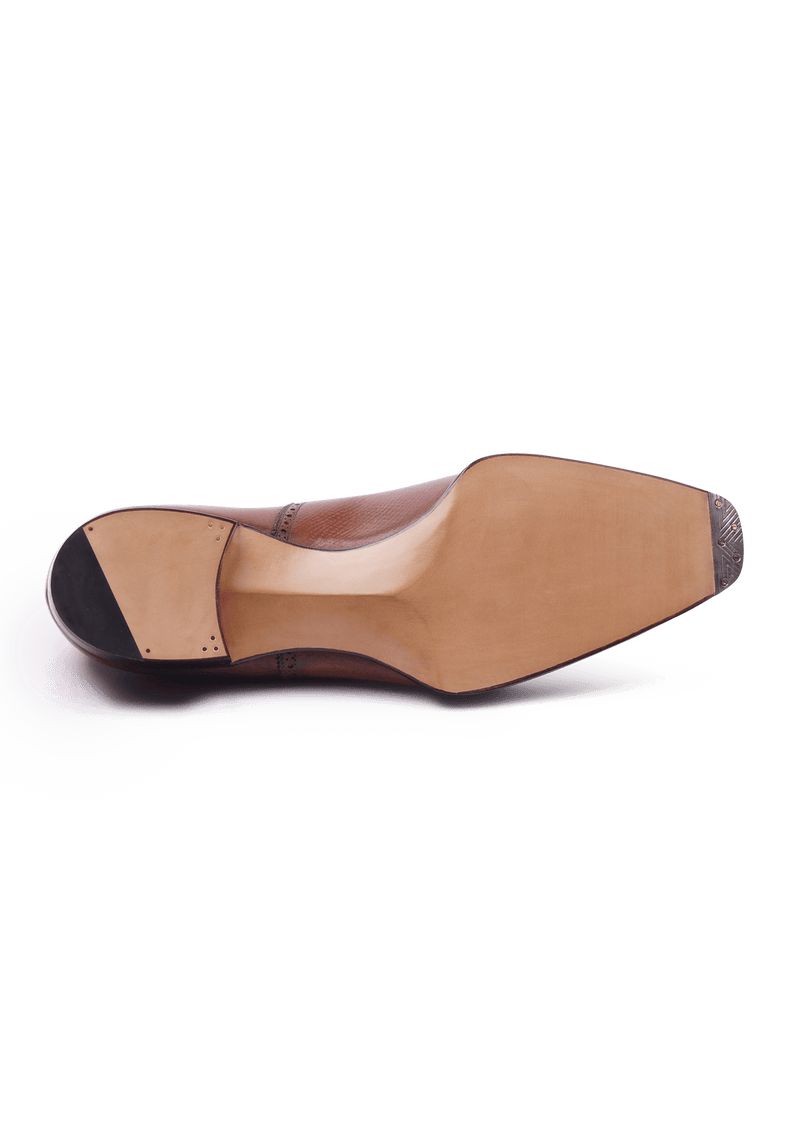 Brown Semi-brogue Cap toe Shoes