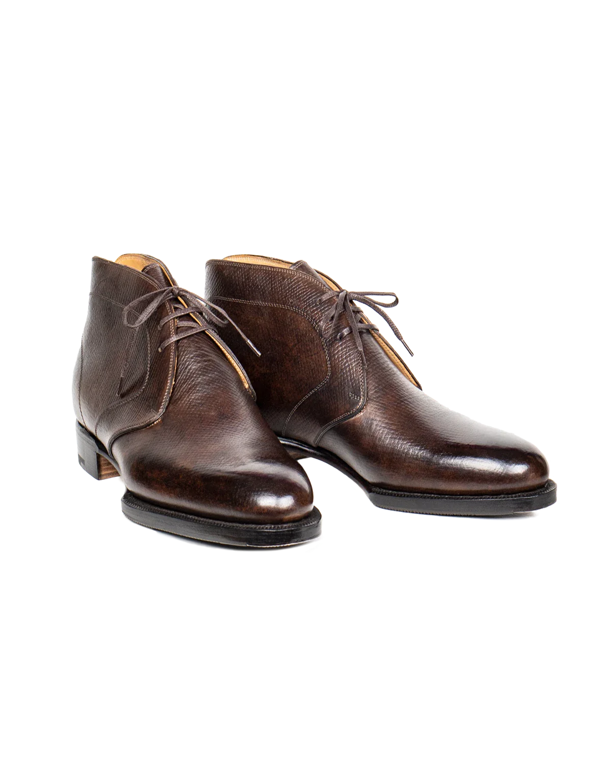 Hatched Dark Brown Calfskin Chukka Boots