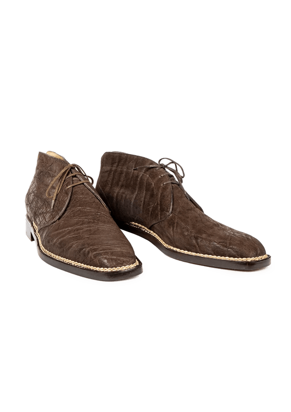 Chocolate Brown Chukka Boots in Elephant Leather
