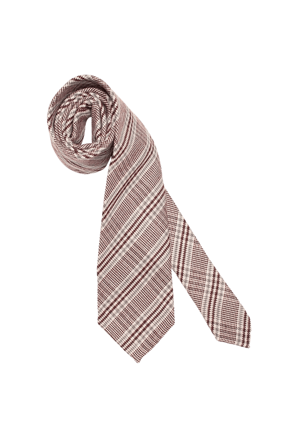 Burgundy & Grey Prince de Galles Wool Classic Tie