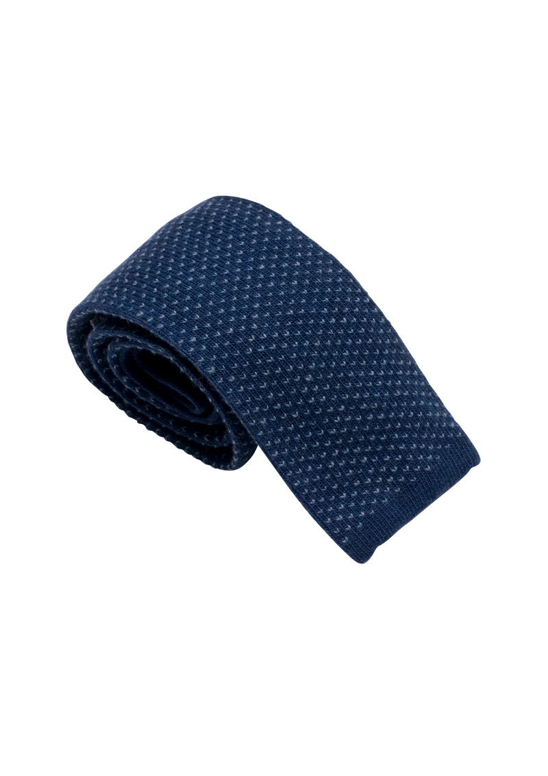 Blue & Azure Wool Maglia Tie, Pattern 2