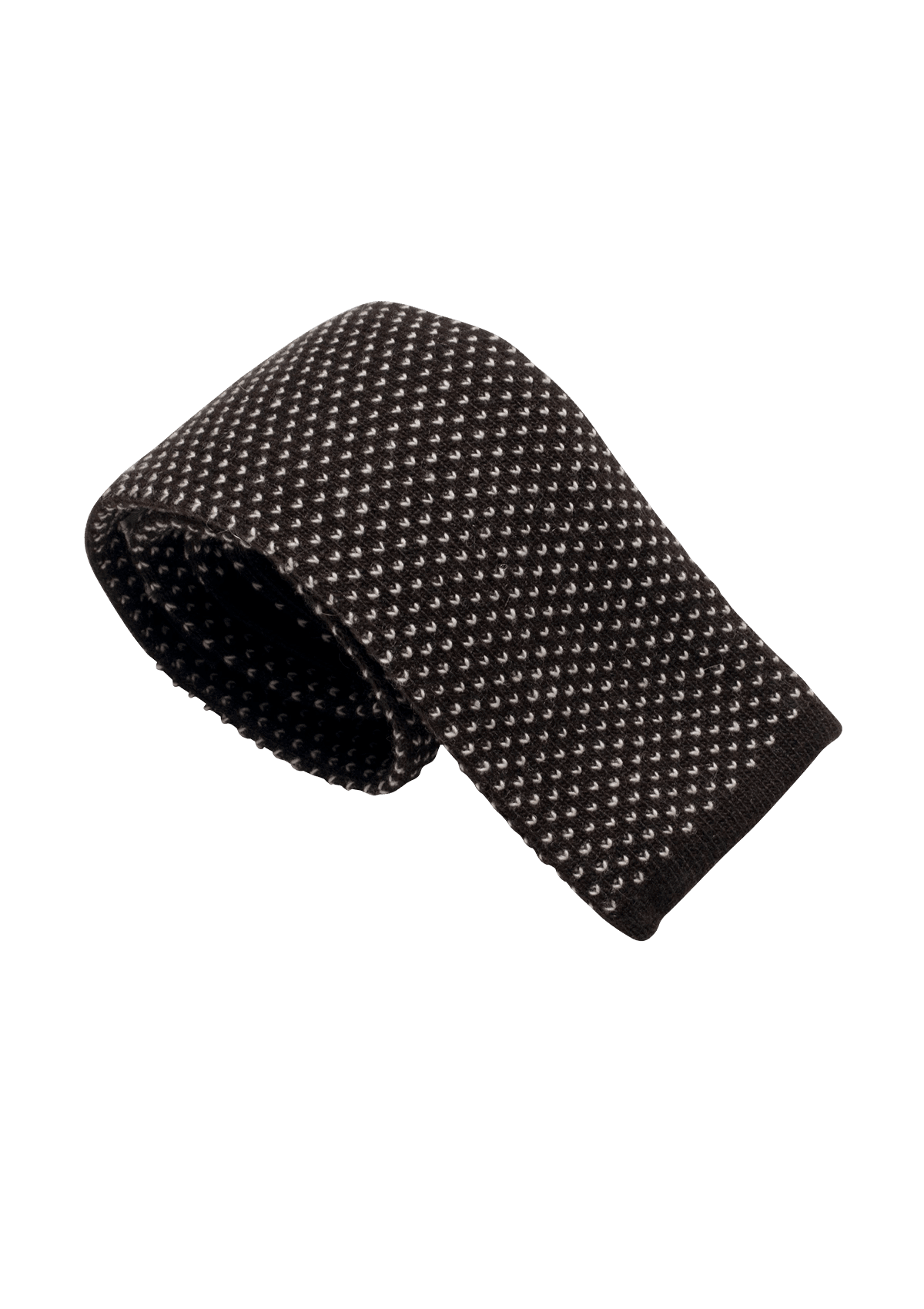 Dark Brown & White Wool Maglia Tie, Pattern 2