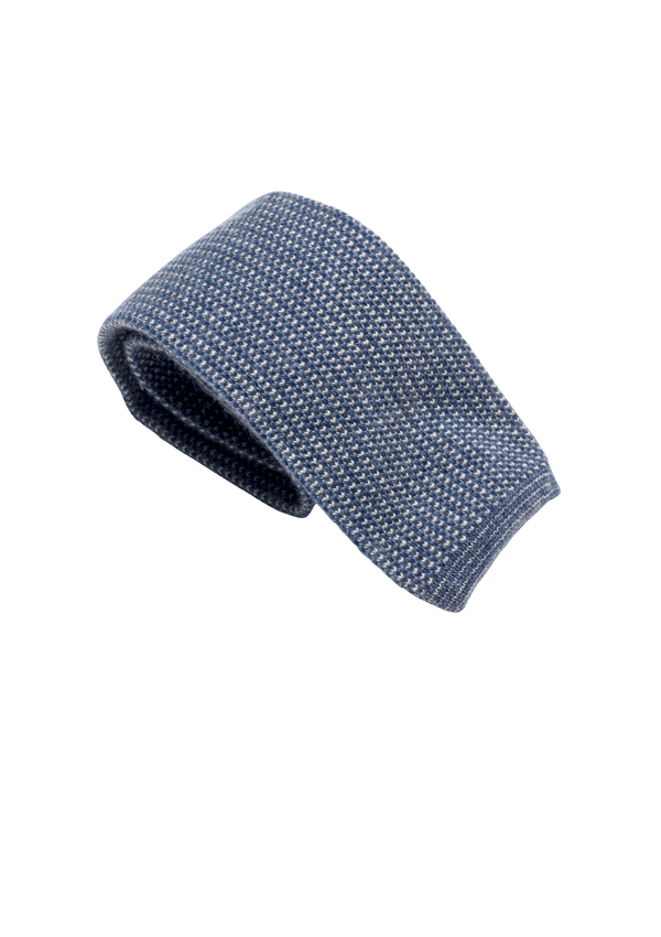 Azure & White Wool Maglia Tie, Pattern 1