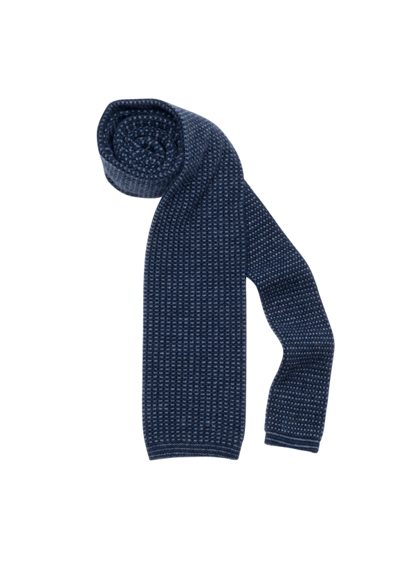 Blue & Azure Wool Maglia Tie, Pattern 1