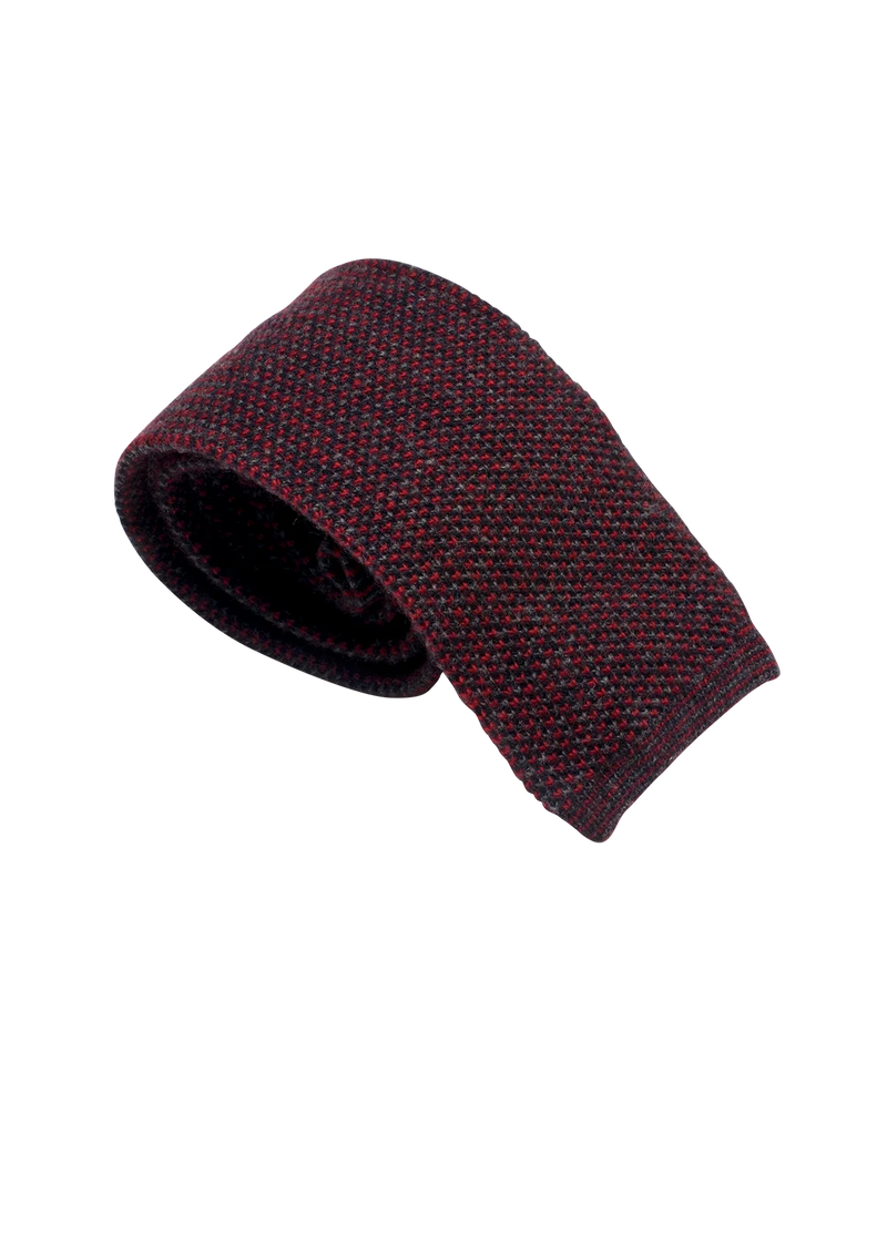 Grey & Red Wool Maglia Tie, Pattern 1