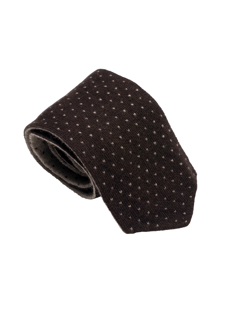 Brown & Beige Wool Maglia Tie, Pattern 4