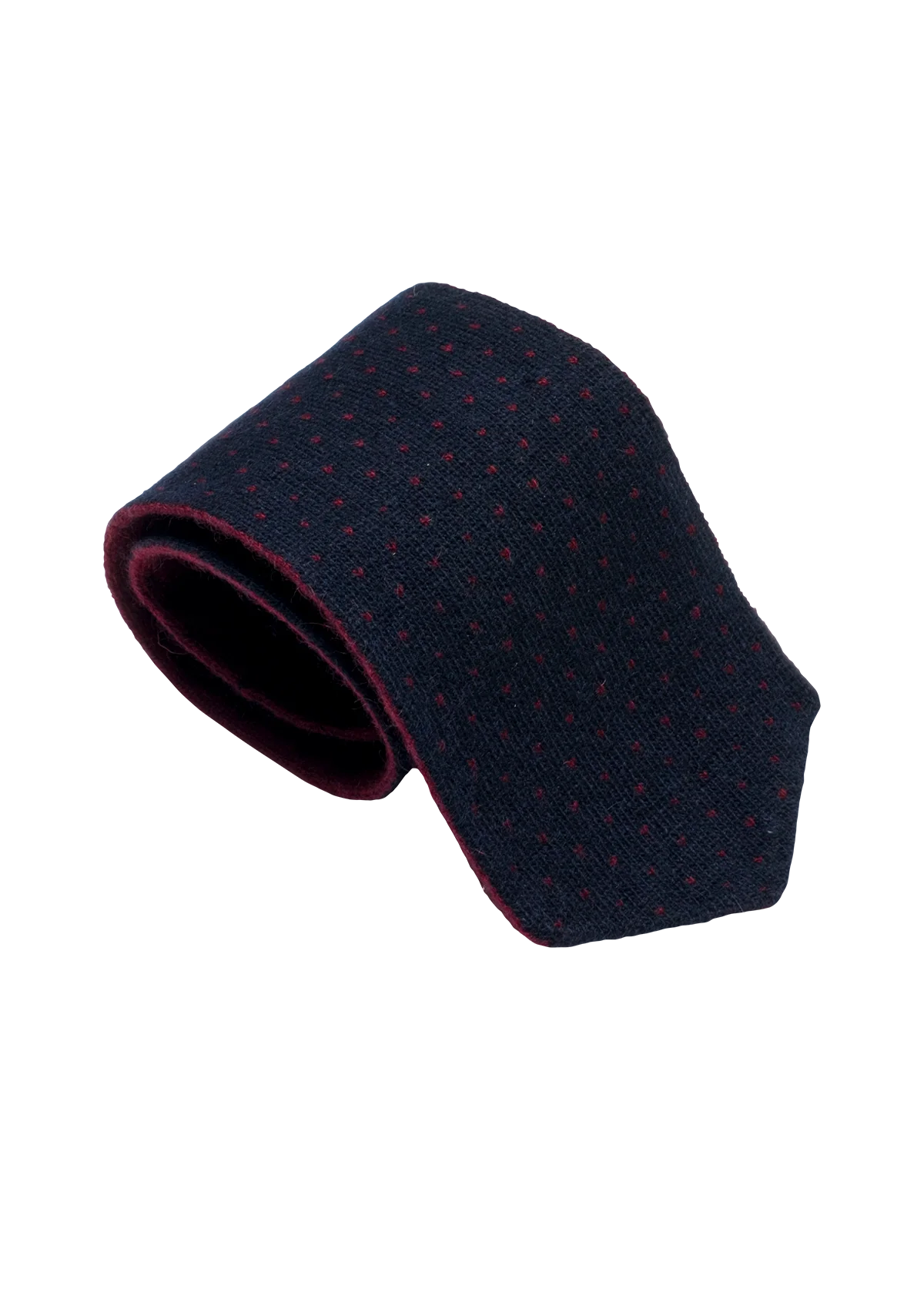 Navy Blue & Burgundy Wool Maglia Tie, Pattern 4