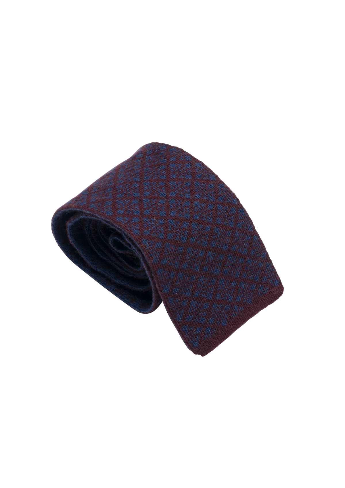 Vinous & Blue Wool Maglia Tie, Pattern 5