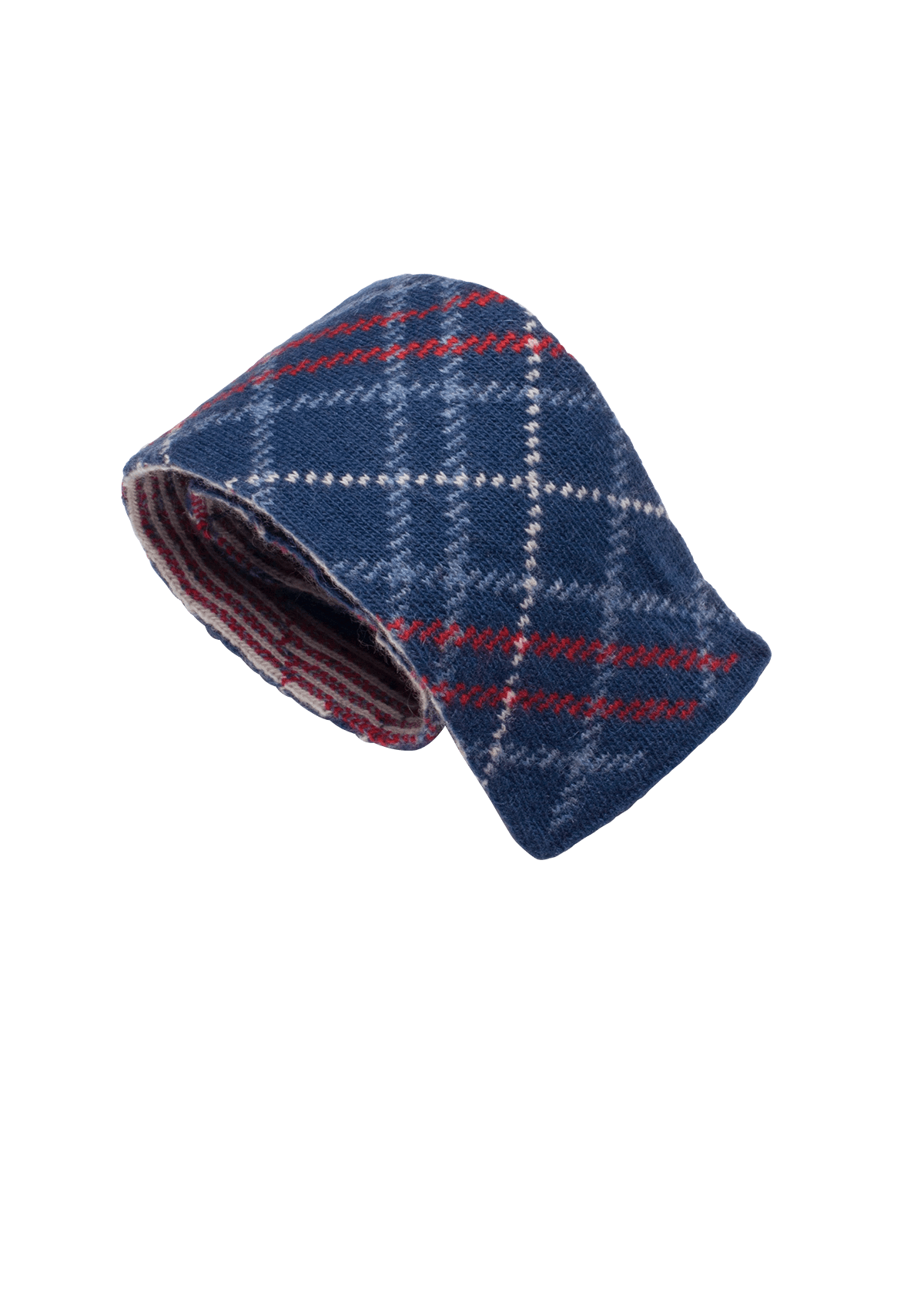 Blue & Azure & Red Wool Maglia Tie, Pattern 6