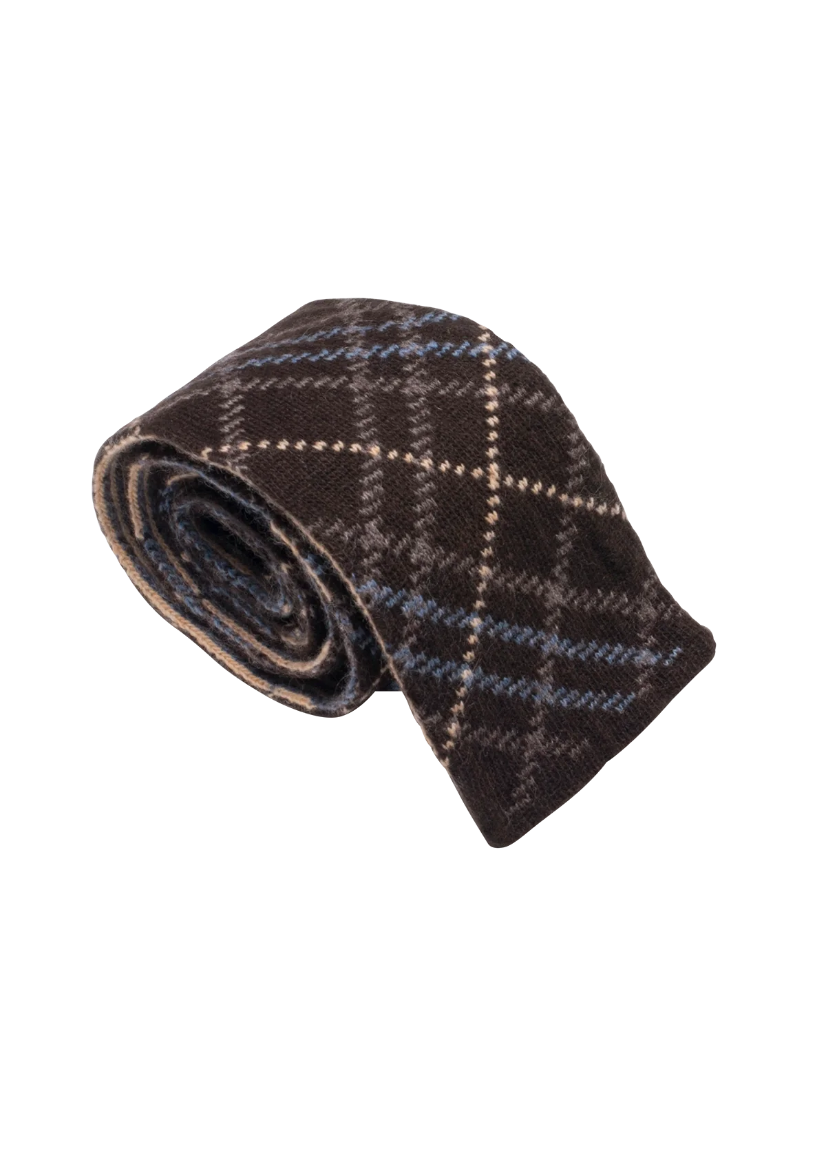 Brown & Azure Wool Maglia Tie, Pattern 6