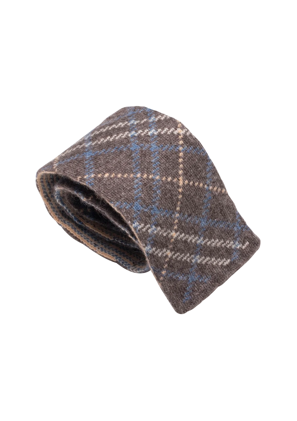 Light Warm Grey & Azure Wool Maglia Tie, Pattern 6