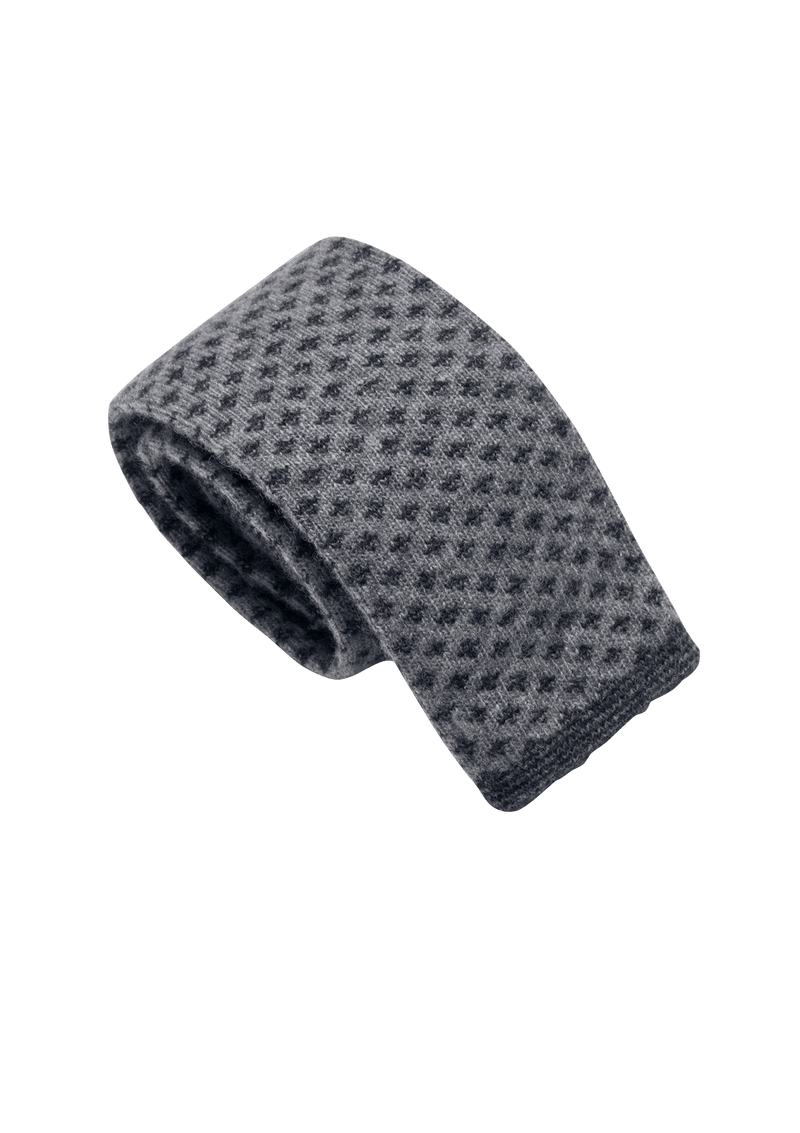Grey & Navy Blue Wool Maglia Tie, Pattern 8
