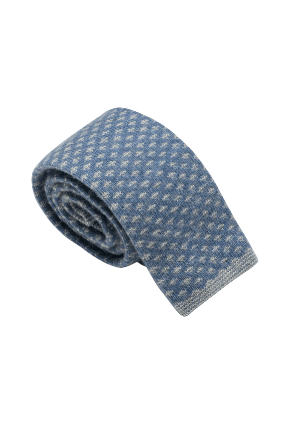 Sky Blue & White Wool Maglia Tie, Pattern 8