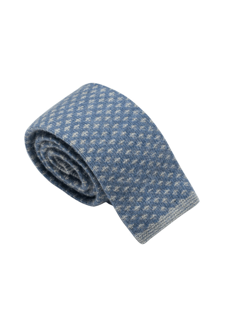 Sky Blue & White Wool Maglia Tie, Pattern 8
