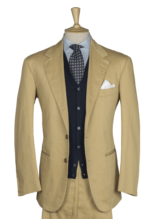 Beige Men's Cotton Suit