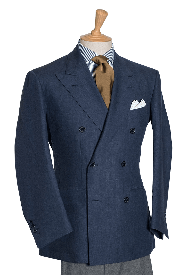 Blue Linen Double Breasted jacket