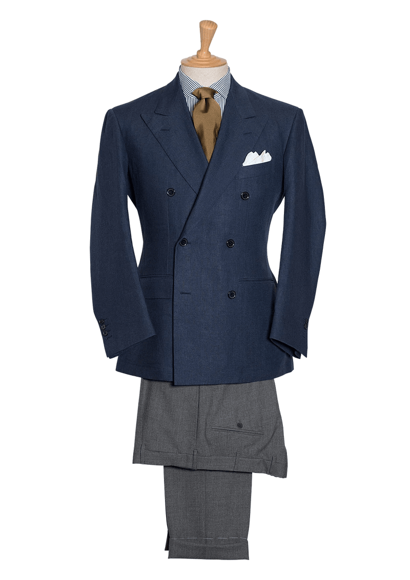 Blue Linen Double Breasted jacket