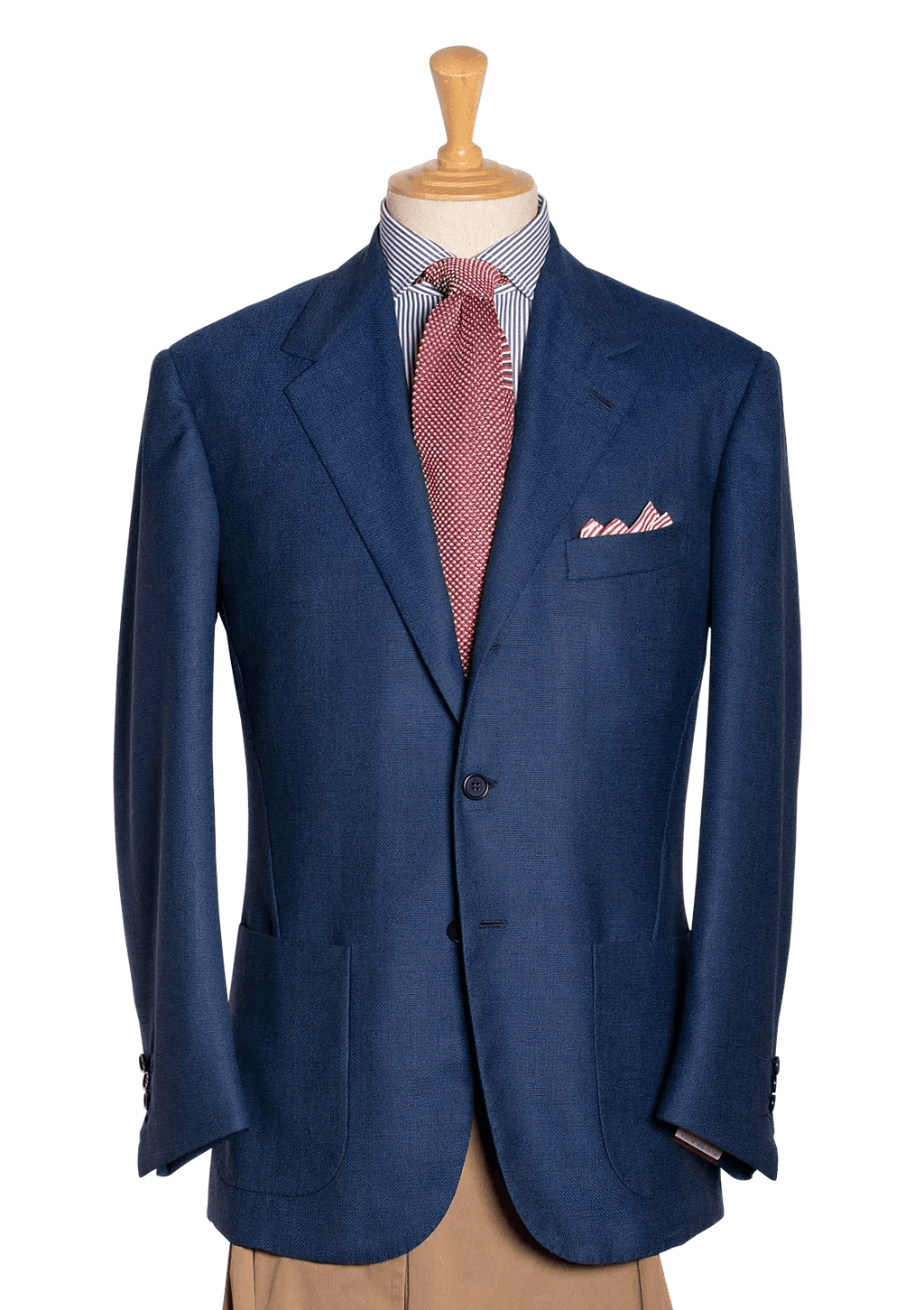 Medium Blue Hopsack Blazer in Holland & Sherry Wool – Stefano Bemer