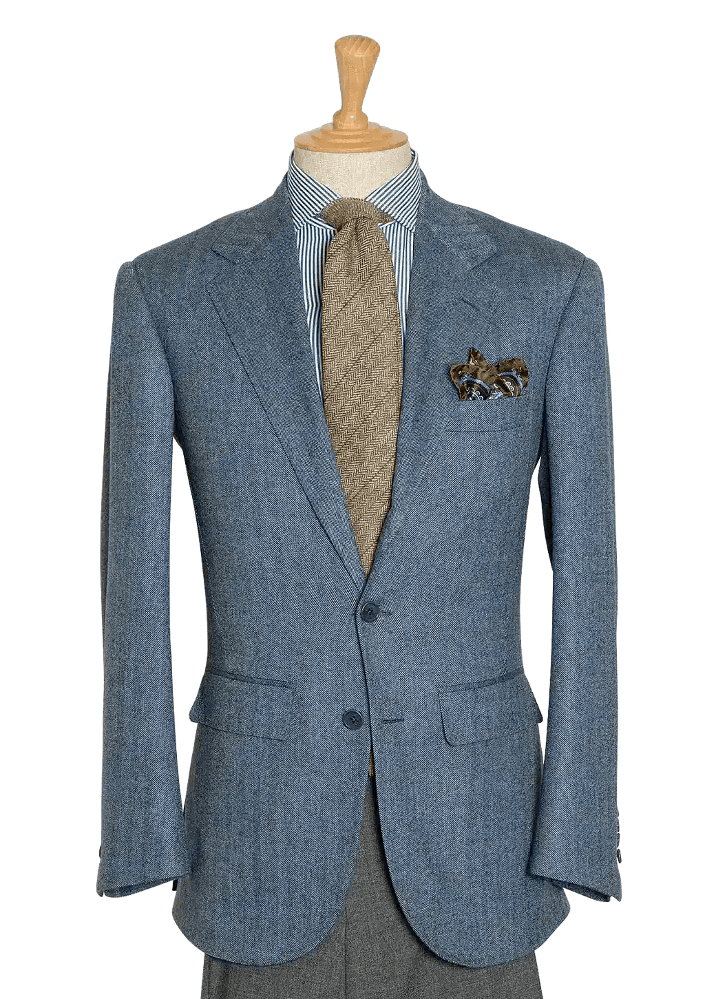 Men's Azure Lambswool Herringbone Single-breasted Jacket in