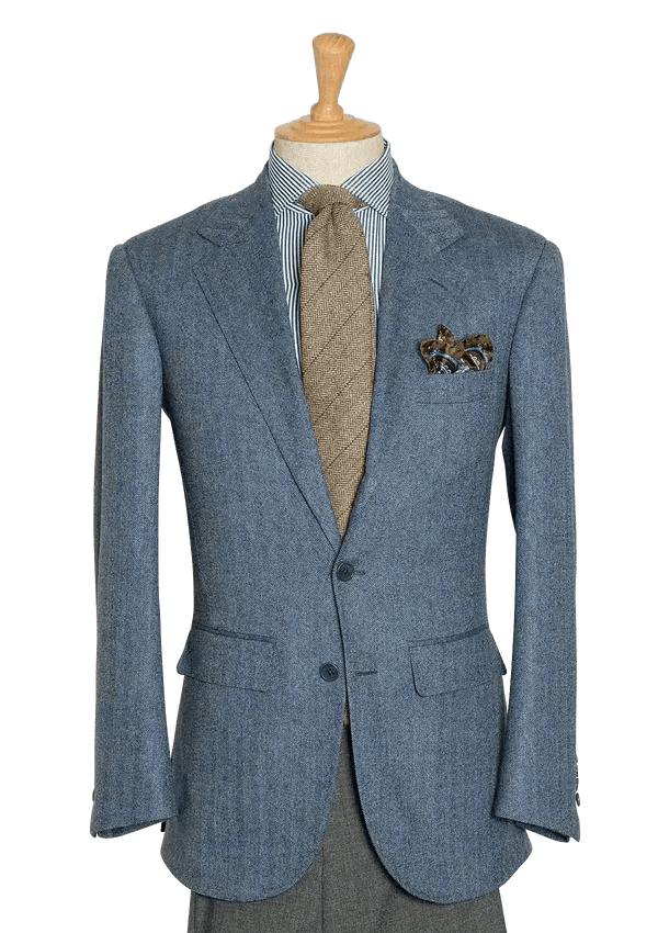 Men's Azure Lambswool Herringbone Single-breasted Jacket