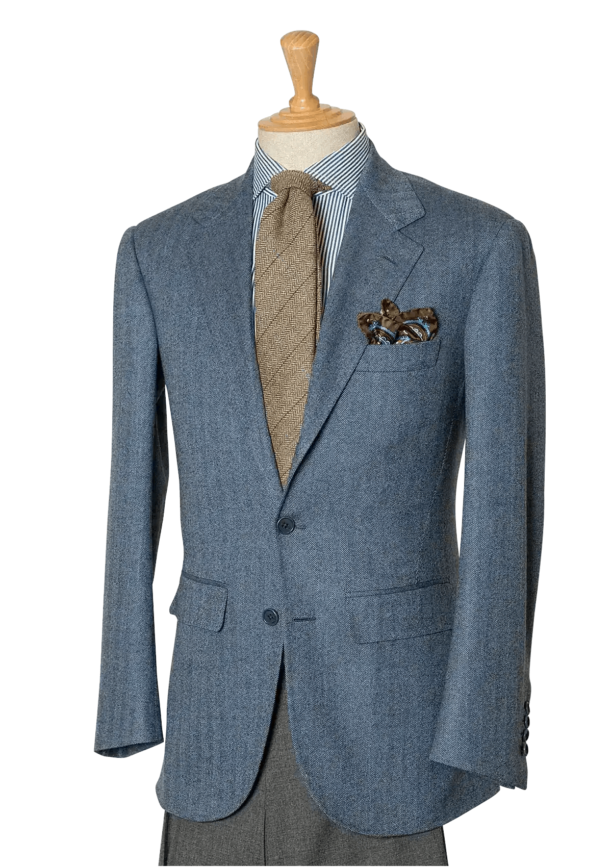 Men's Azure Lambswool Herringbone Singlebreasted Jacket Stefano Bemer