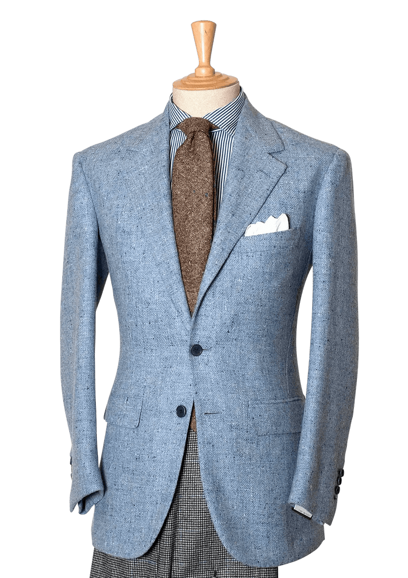 Men's Azure Tweed Single-breasted Jacket