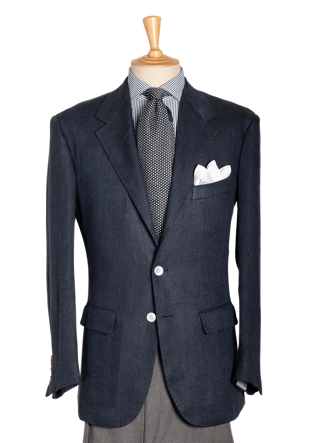 Men's Blue Herringbone Linen Jacket in W Bill Linen – Stefano Bemer