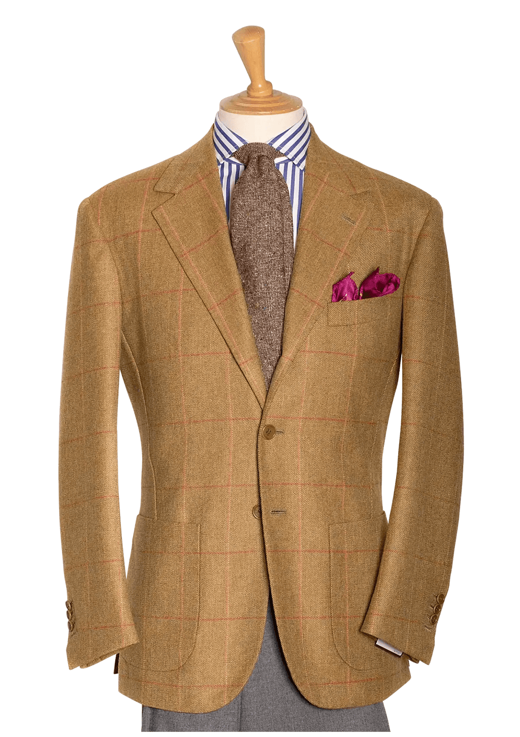 Caramel Tweed Jacket with Fuchsia Pane | Stefano Bemer Caramel Tweed Jacket with Fuchsia Pane | Stefano Bemer