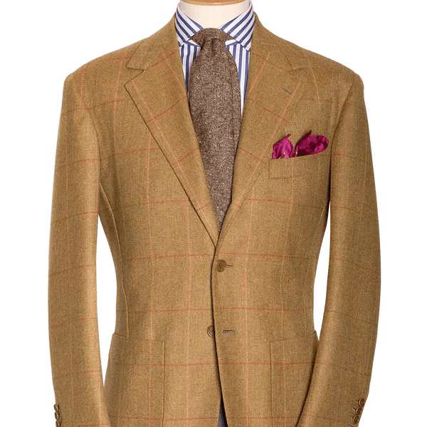 Caramel Tweed Jacket with Fuchsia Pane | Stefano Bemer Caramel Tweed Jacket with Fuchsia Pane | Stefano Bemer