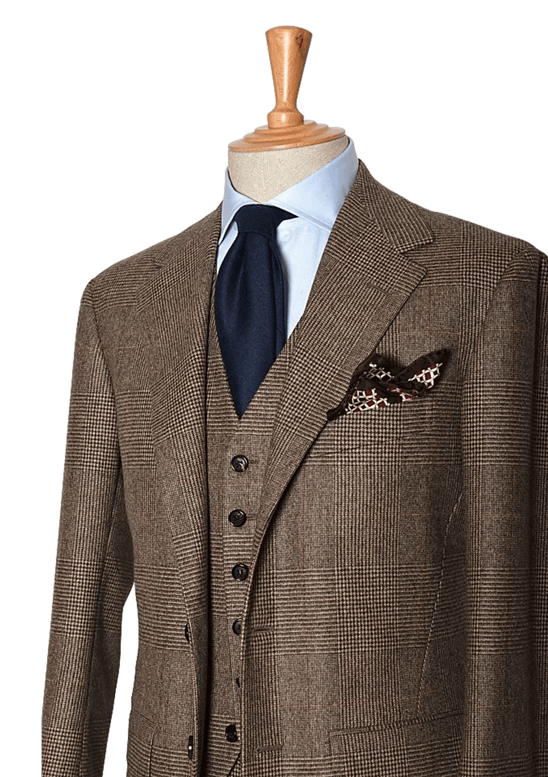 Men's Prince of Wales Wool Three-piece Suit