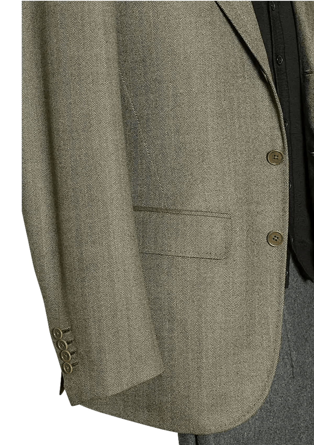 Men's Sage Lambswool Herringbone Singlebreasted Jacket in Escorial 100